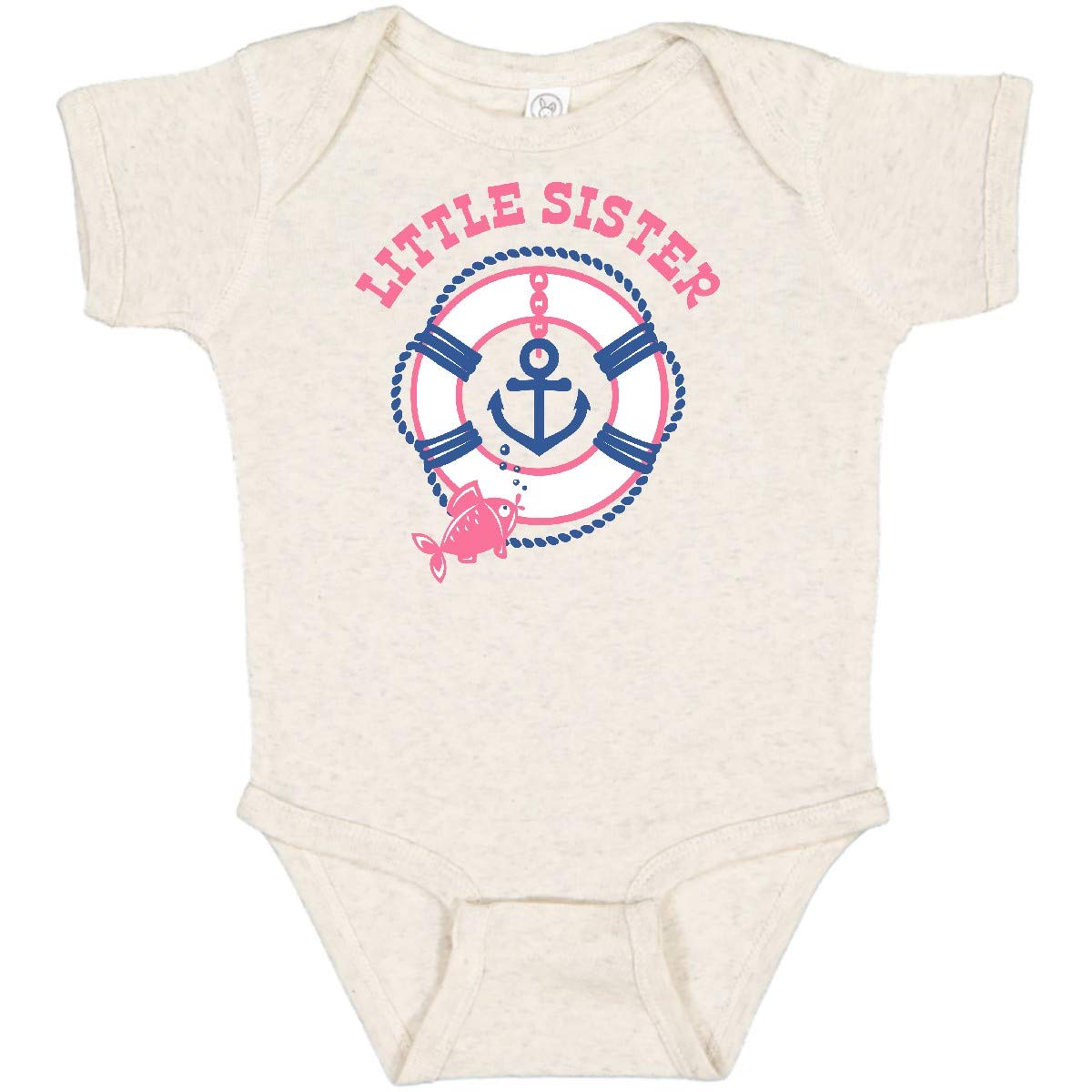 Inktastic Nautical Little Sister Baby Bodysuit - Cute Sailor-Themed Onesie for Newborn & Infant Girls - Perfect for Sibling Matching Outfits, Family Photos & Beach Vacations