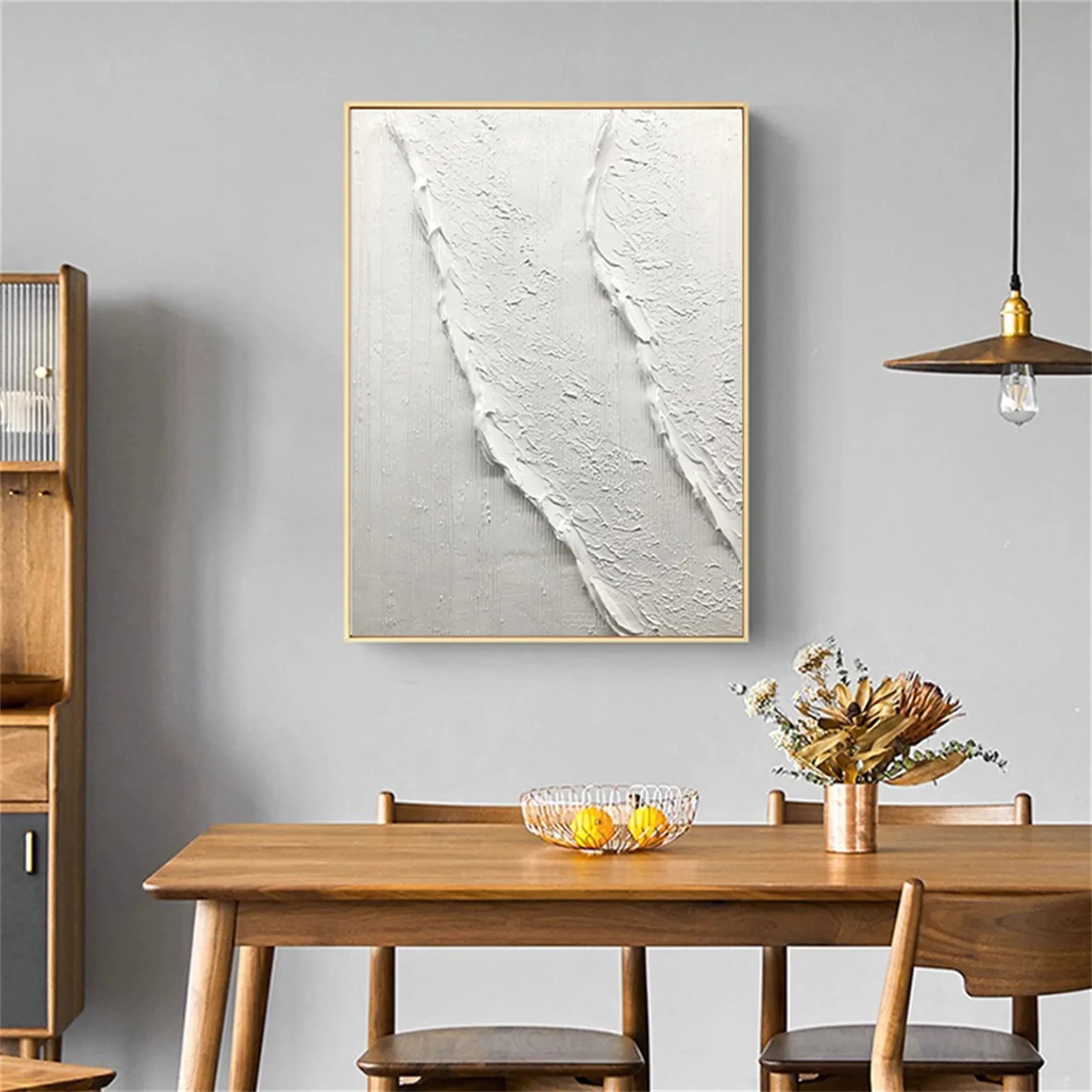 White Minimalist Textured Painting Canvas - Abstract Wall Art Decor for Living Room, Bedroom & Office | Premium Quality #MM179