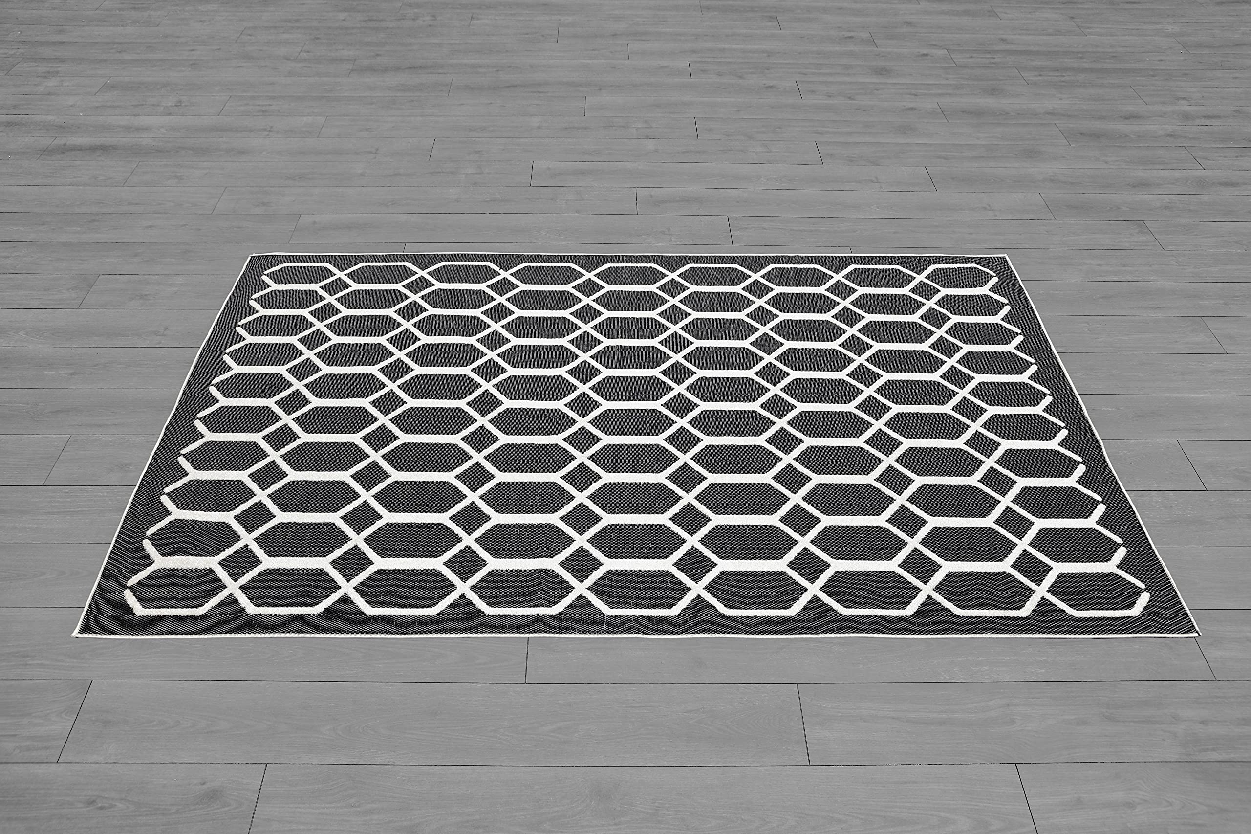 Premium Ladole Rugs - Santorini Black & Cream Geometric Area Rug - Non-Slip Modern Boho Rug for Living Room, Bedroom & Office Decor