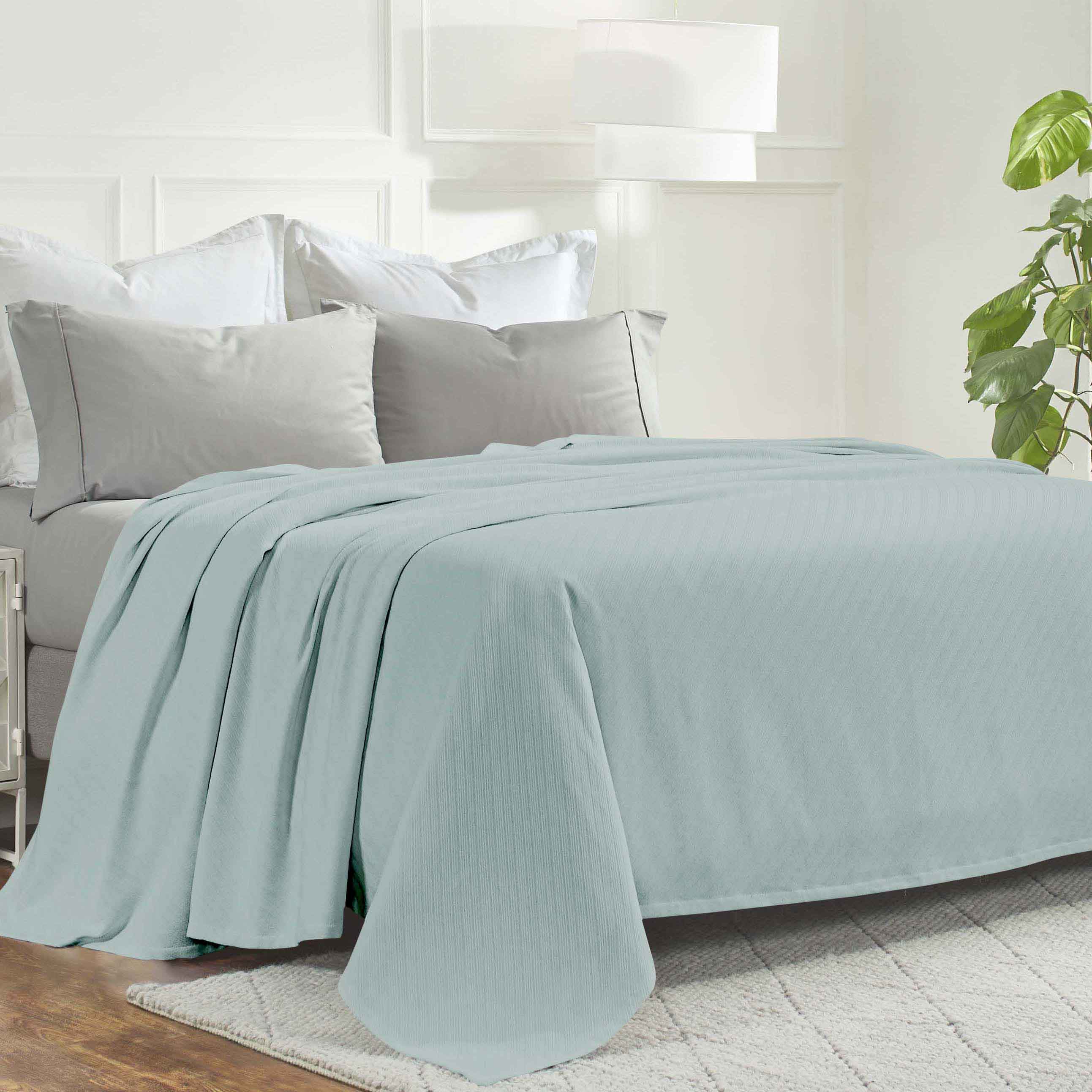 Soft Milan Cotton Textured Striped Lightweight Woven Blanket - Perfect for Sofa, Bed & Outdoor Picnics - Breathable & Cozy Throw