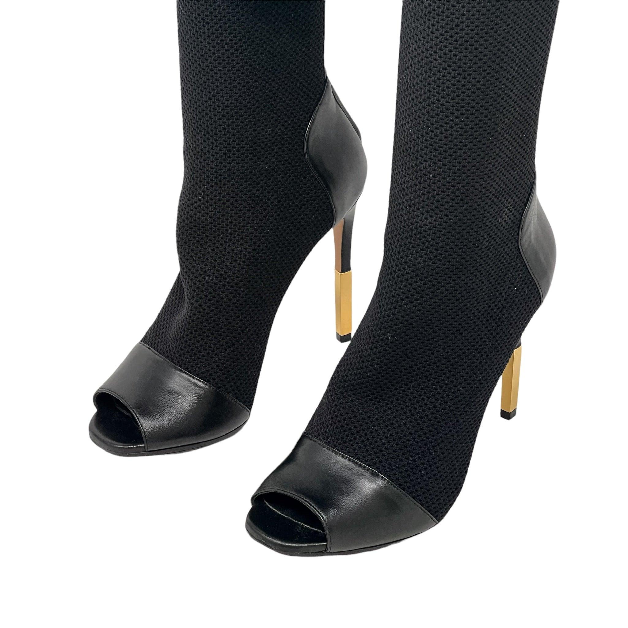 Balmain Black Over the Knee Aubane Boots Size 37 | Luxury High Heel Boots for Women | Perfect for Evening Parties & Night Out