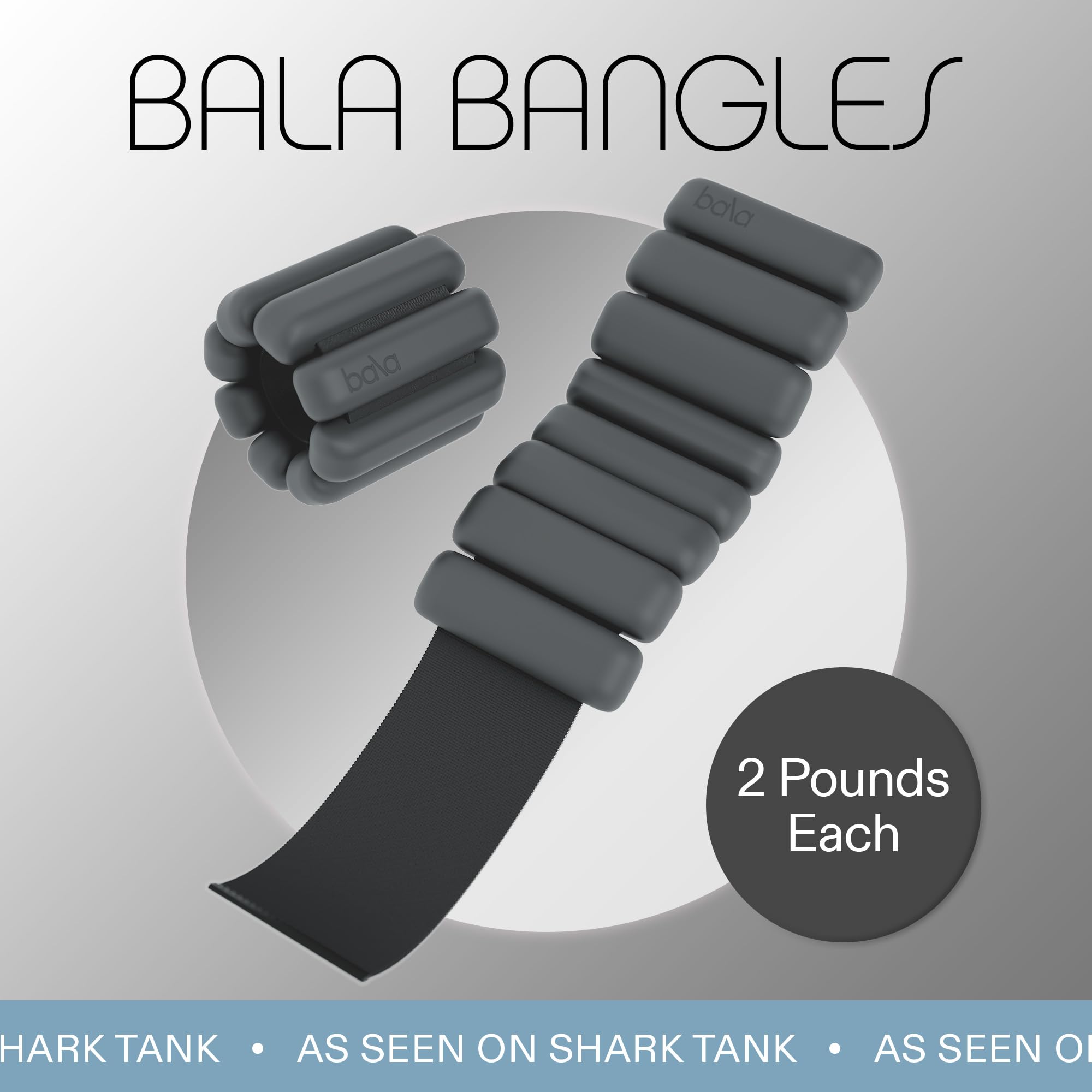 Bala Bangles Adjustable Silicone Wrist & Ankle Weights for Women & Men - 1-2lb Wearable Arm & Leg Weights for Gym, Yoga, Pilates, Cardio & Strength Training - Perfect for Home Workouts, Walking & Fitness Enthusiasts