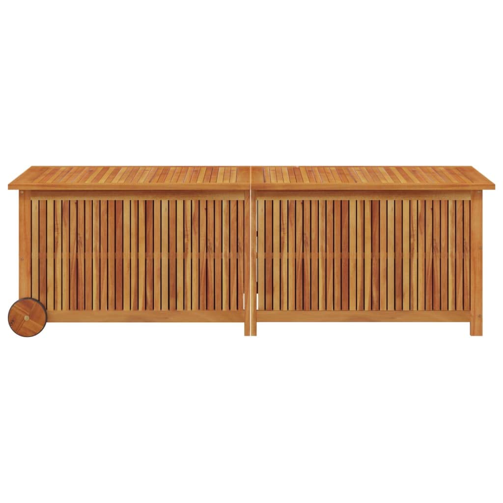 vidaXL Solid Acacia Wood Patio Storage Box - Weatherproof Outdoor/Indoor Organizer with Wheels, Rustic Brown Retro Design - Perfect for Deck, Garden, Porch & Home Organization
