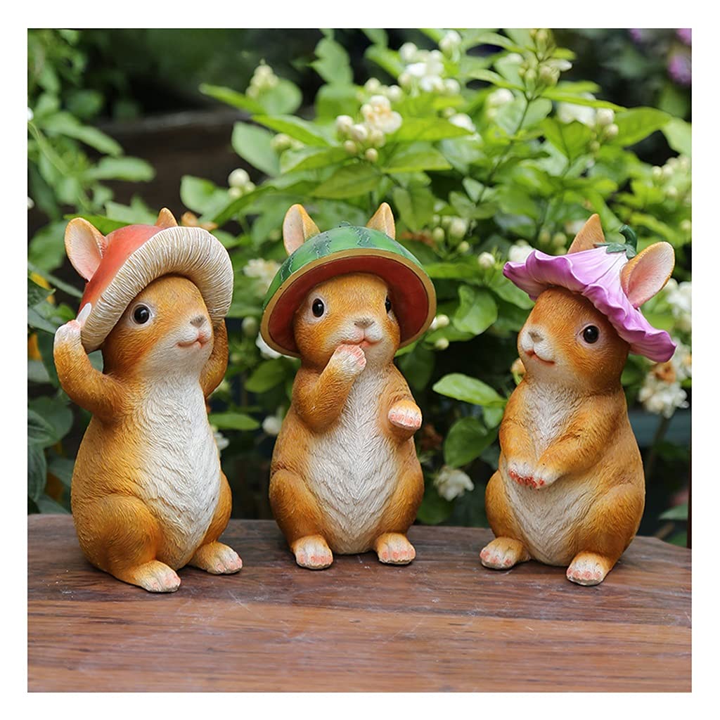 Resin Rabbit Garden Statue - Outdoor Decorative Sculpture for Courtyard, Lawn & Landscape Decor (1 Set) - Perfect for Patio, Yard & Garden Decoration