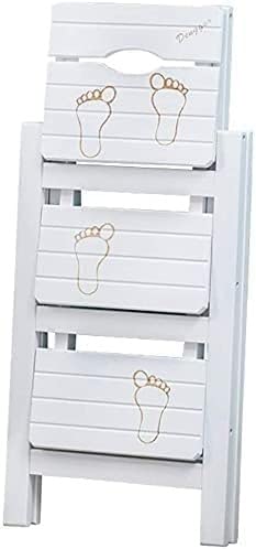KEEYTT 3-Step Folding Ladder Stool - Portable Step Stool for Home, Office, Kitchen, Library - Foldable, Adjustable, Multi-Purpose (Color: White) - Perfect for Reaching High Shelves, Changing Light Bulbs, and Organizing Spaces