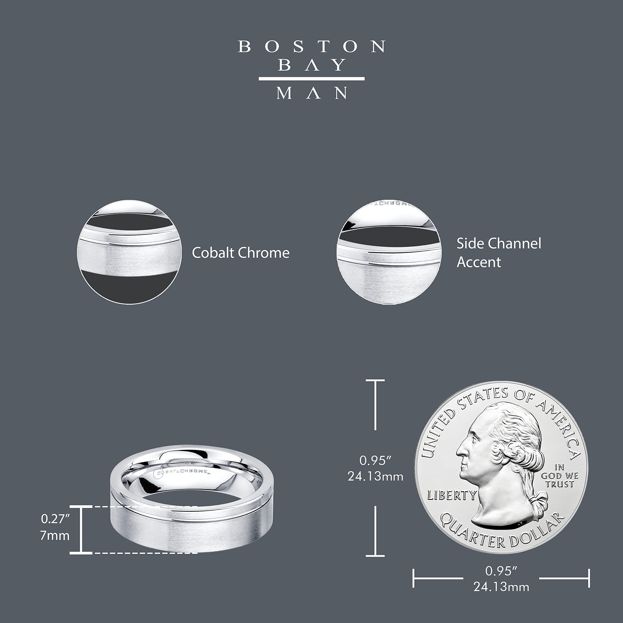 Boston Bay Diamonds Silver Cobalt Chrome Unisex Comfort Fit Wedding Band - 6mm & 7mm Width Options for Men & Women - Perfect for Engagement, Anniversary & Everyday Wear