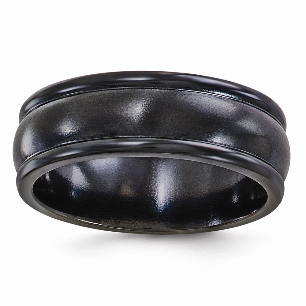 Solid Titanium Men's Black Wedding Band Ring - 8mm Triple Domed Classic Design for Men | Durable & Comfortable for Everyday Wear, Anniversary & Special Occasions
