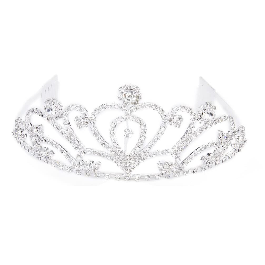 PRETYZOOM Girls Crystal Rhinestone Headband - Silver Bridal Crown Hair Accessory for Kids, Birthday, Halloween & Christmas Decorations | Perfect for Parties, Weddings and Special Occasions