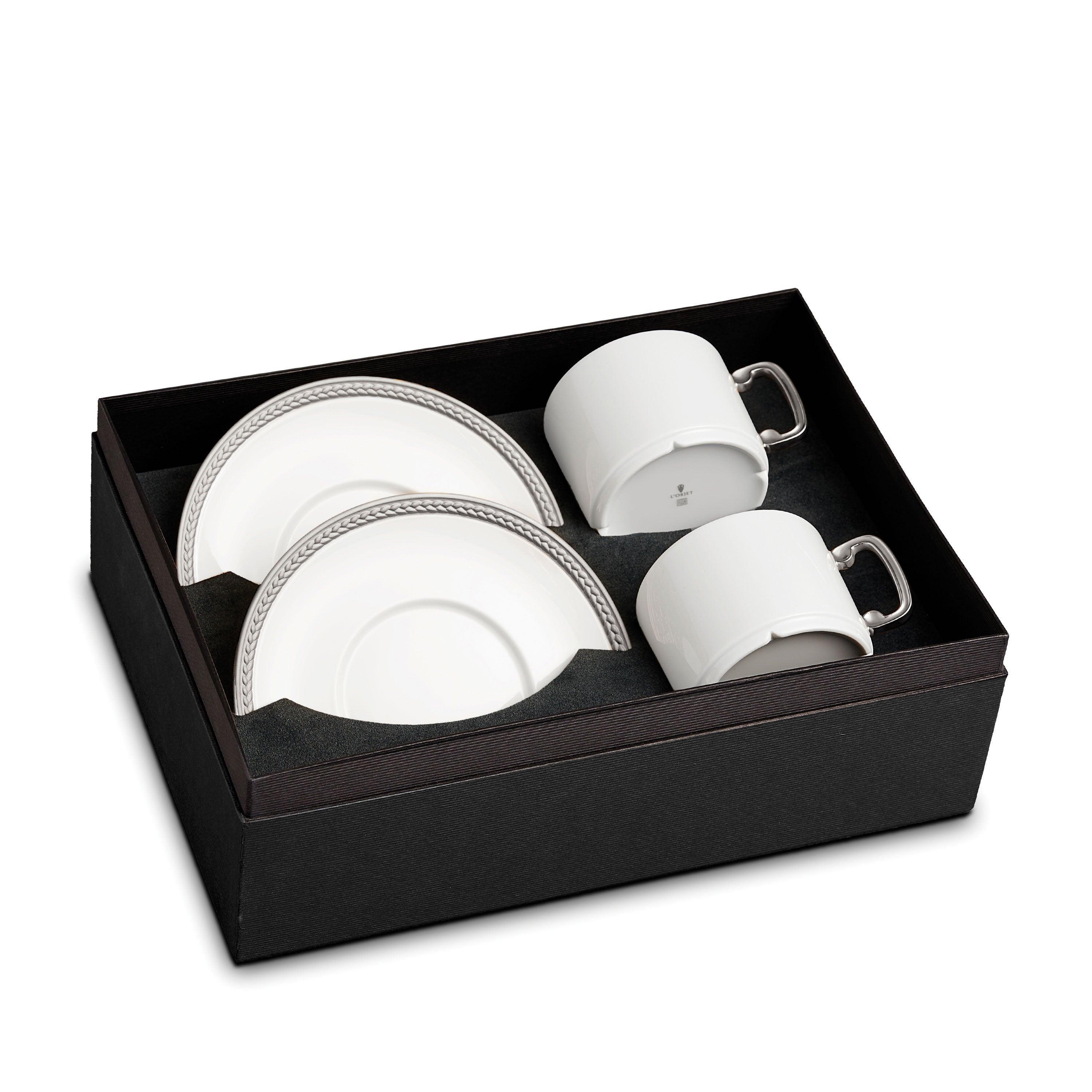 Braided Silk Tea Cup and Saucer Set - 2 Piece Elegant Porcelain Tea Set for Afternoon Tea, Gifts, and Home Decor