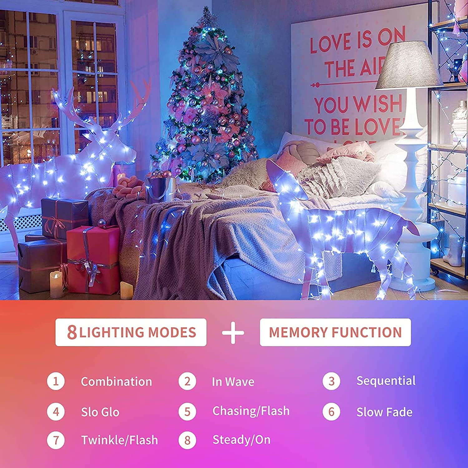 PhilzOps 100 LED Christmas Lights, 10m Indoor/Outdoor Waterproof String Lights with 8 Lighting Modes - Cool White Decorative Lights for Christmas Tree, Home, Party, Wedding & Birthday Decorations | Perfect for Holiday, Garden, Patio and Festive Celebrations