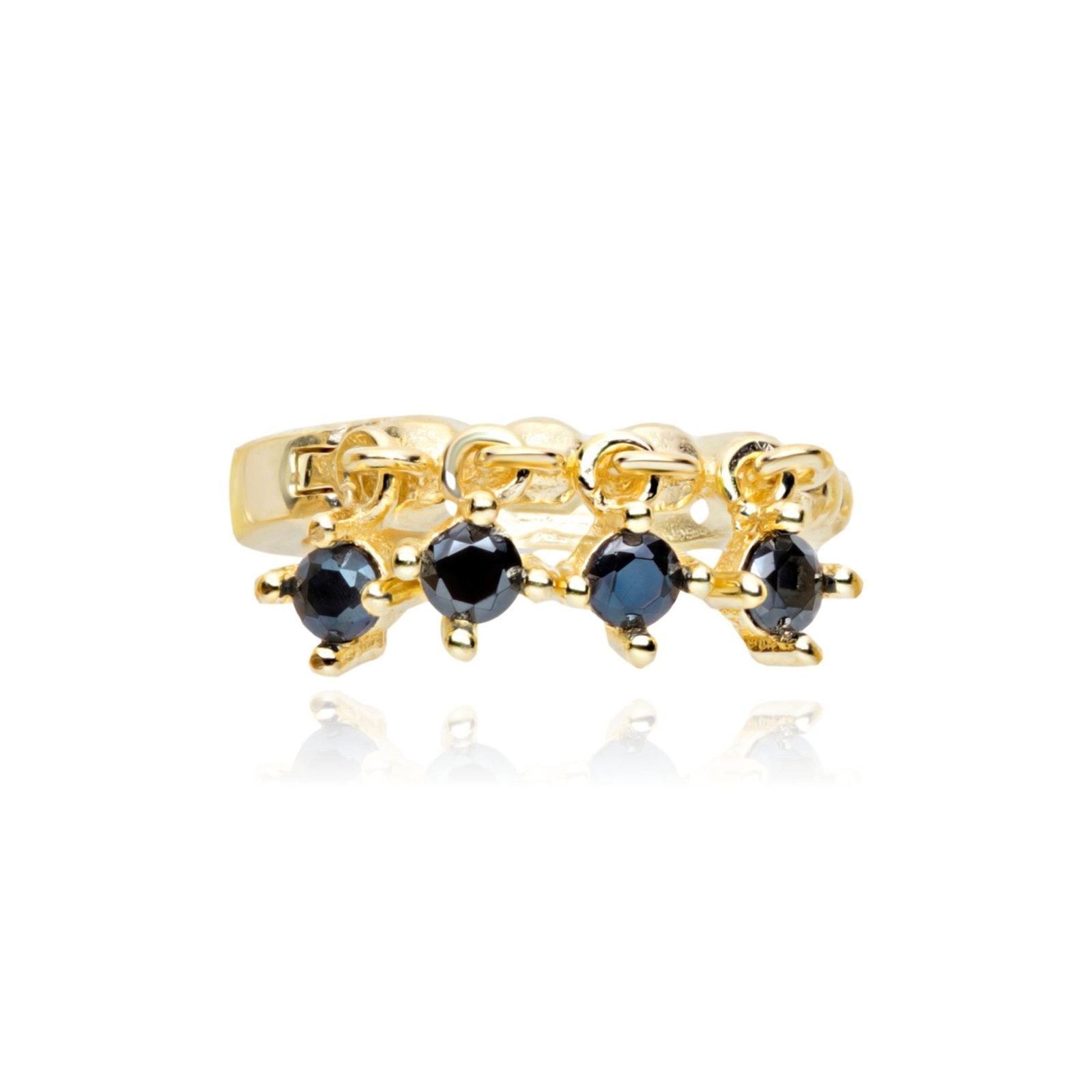 14K Yellow Gold Black Onyx Hoop Earrings for Women - Elegant Dangle Earrings for Party, Wedding & Everyday Wear