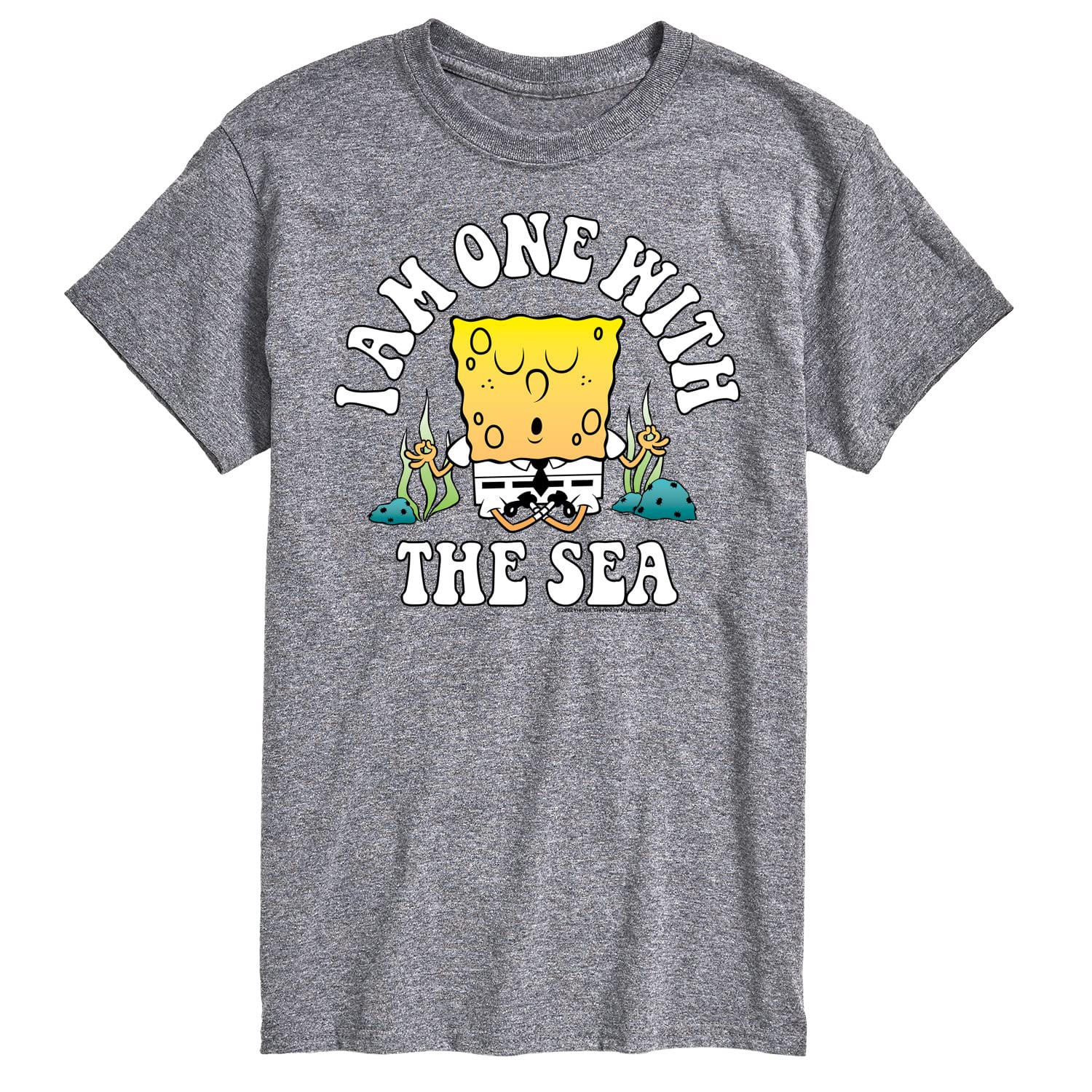 HYBRID APPAREL Spongebob Squarepants 'I'm One with The Sea' Men's Graphic T-Shirt - Soft Cotton Short Sleeve Tee for Casual Wear, Beach Outings & Cartoon Lovers