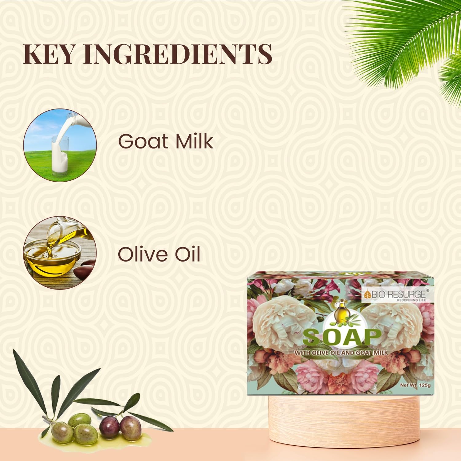 BIO RESURGE LIFE Ayurvedic Bathing Soap with Olive Oil & Goat Milk - Natural Luxury Skincare for Dry & Sensitive Skin - Perfect for Spa, Bath & Gift Giving