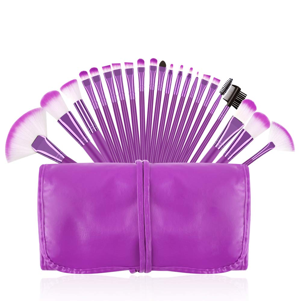 Premium Urban SS Makeup Brush Set - 12-Piece Purple Cosmetic Brushes for Foundation, Powder, Cream & Eyeshadow Blending | Essential Beauty Tools for Professional & Everyday Makeup Application