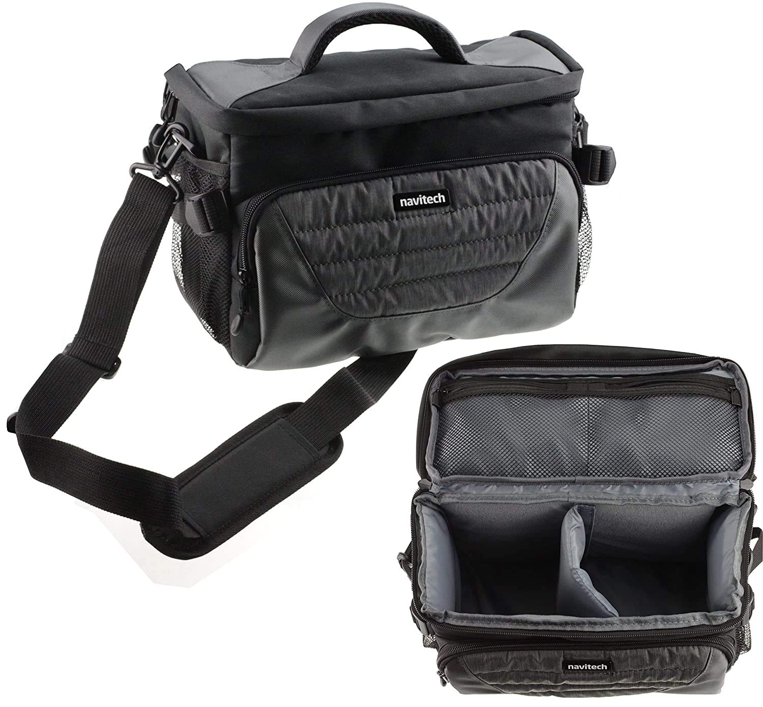 Navitech Grey DSLR Camera Shoulder Bag - Compatible with Canon PowerShot SX70 HS, Nikon, Sony & More - Perfect for Travel, Hiking & Photography Enthusiasts