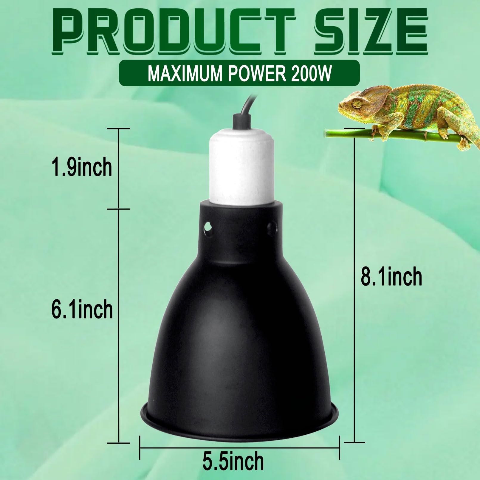 BNOSDM 5.5 Inch Deep Dome Reptile Heat Lamp Fixture - UVB UVA Bulb Holder for Basking & Optical Reflection - Ideal for Reptile Tanks, Terrariums & Amphibian Enclosures (Perfect for Bearded Dragons, Turtles & Snakes)
