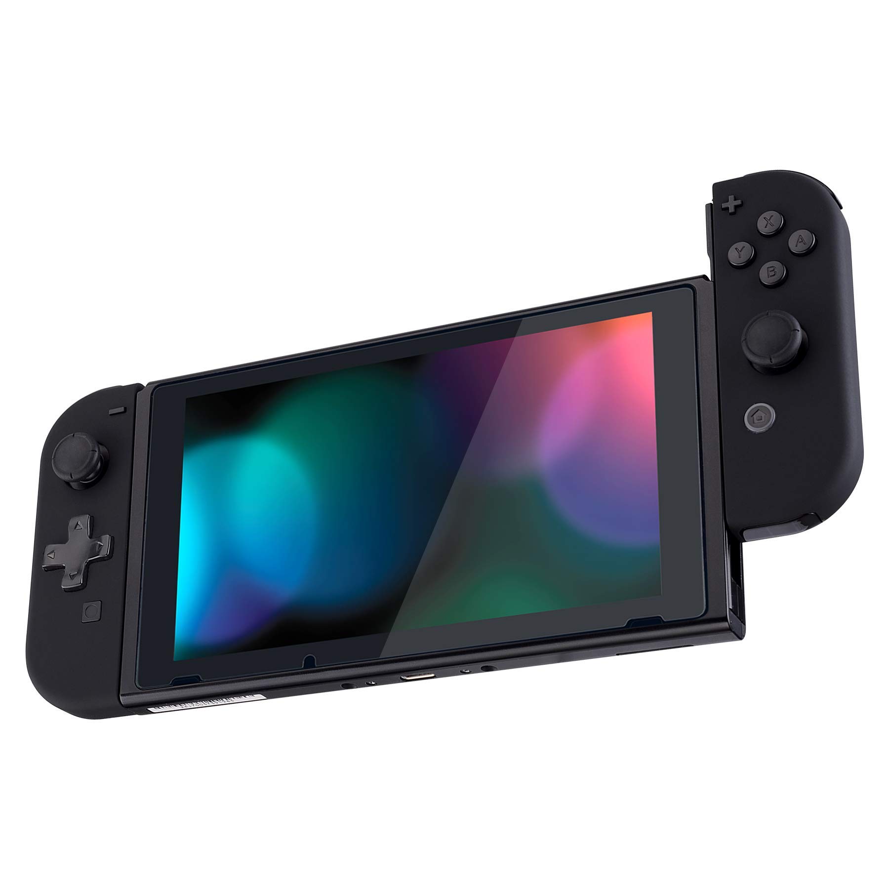 eXtremeRate Soft Touch Grip Back Plate & Joycon Housing Shell for Nintendo Switch (D-Pad Version) - DIY Replacement Shell with Full Set Buttons - Black - Perfect for Gaming Comfort & Customization