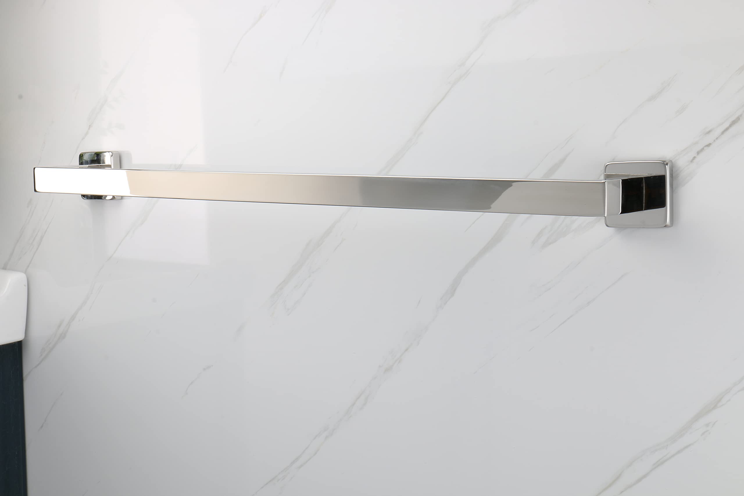 TocTen Stainless Steel Towel Rack - 24 Inch Heavy Duty Wall Mounted Bathroom Towel Holder with Square Base, SUS304 Chrome Finish for Shower & Spa - Perfect for Bathrooms, Guest Rooms, and Luxury Hotels