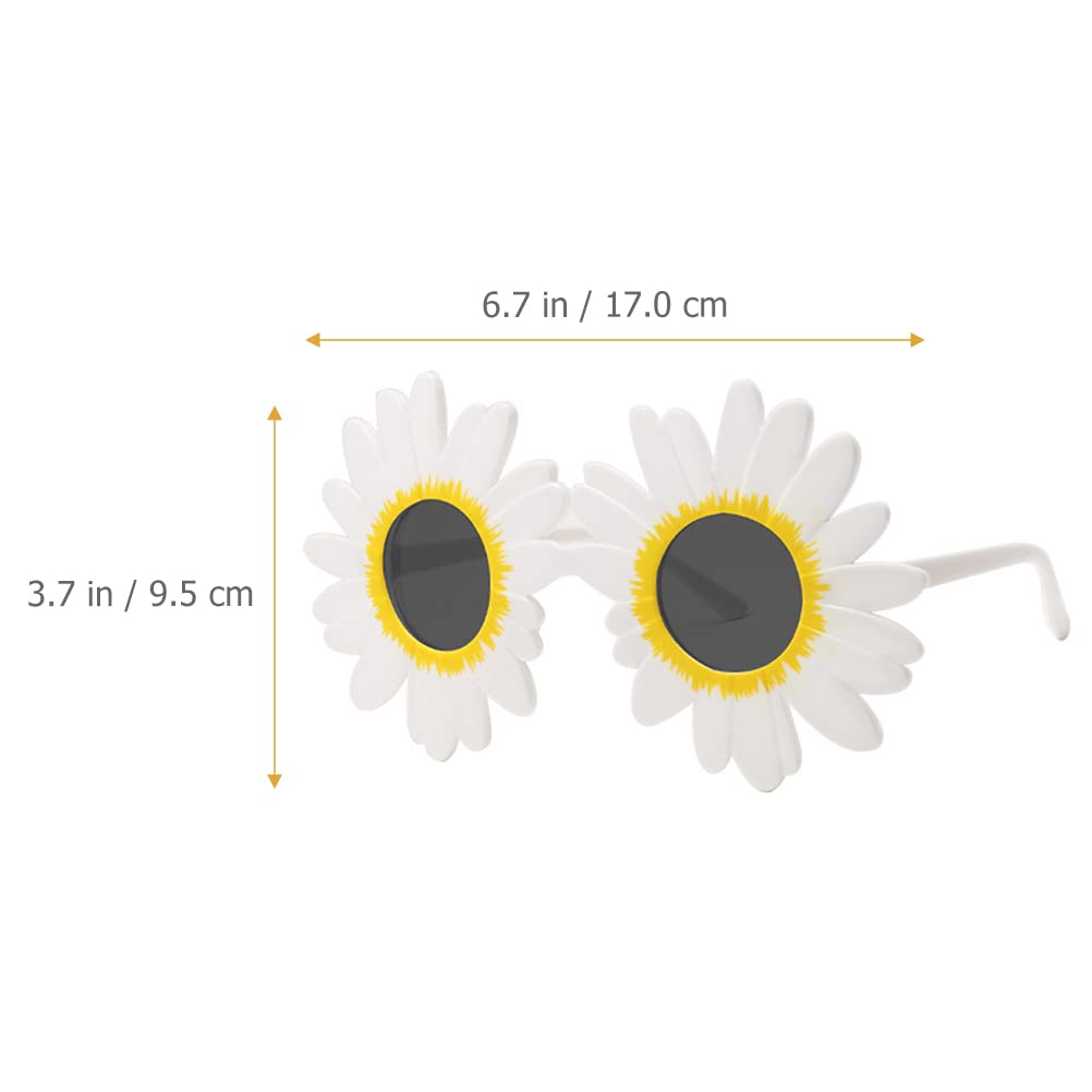 LUOZZY 8 Pcs Women's Daisy Sunglasses - Flower Round Fashion Glasses with White Tea Lenses for Summer, Beach, Music Festivals & Outdoor Parties