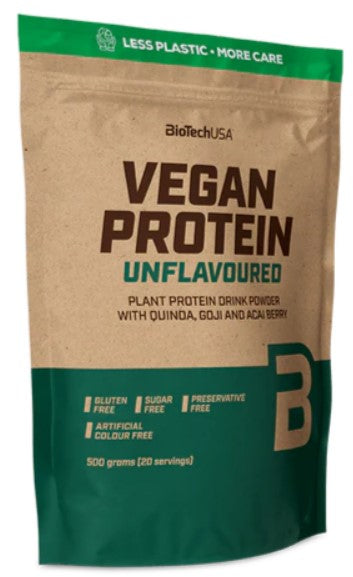 BioTechUSA Vegan Protein Powder - Plant-Based, Unflavored, 500g for Muscle Recovery & Post-Workout Nutrition | Ideal for Smoothies, Baking & Vegan Fitness Enthusiasts