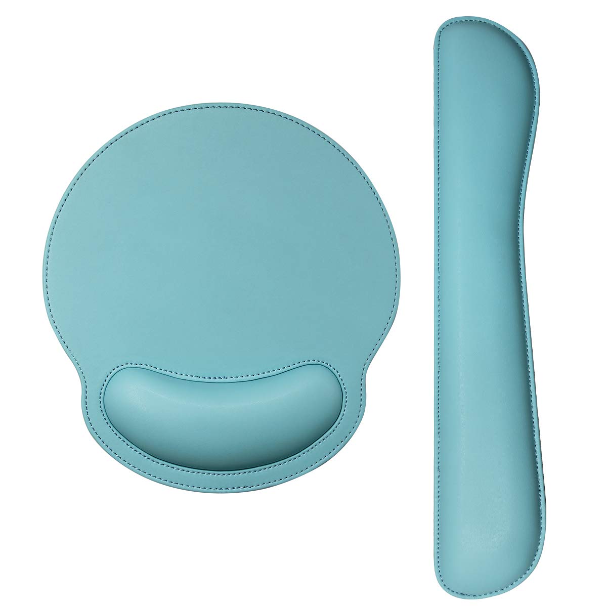 Ergonomic Mouse Pad Set with Keyboard Wrist Rest & Mouse Pad - iVeze PU Leather Memory Foam Comfortable Office Desk Accessories for Home & Work - Lightweight Support for Long Computer Use (Blue) - Perfect for Typing, Gaming & Office Productivity