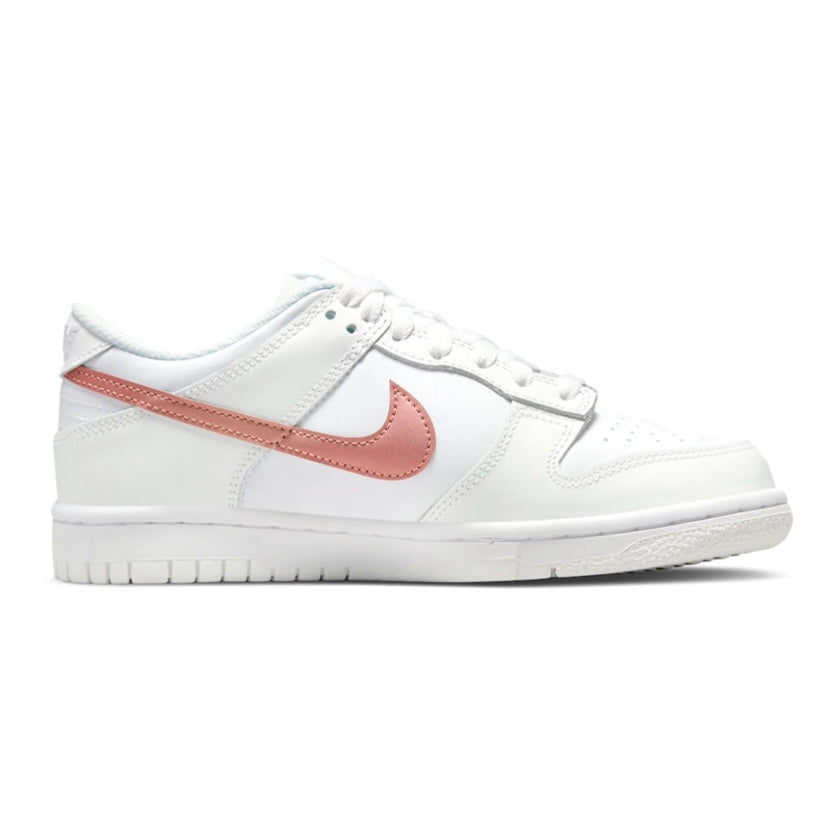 Nike Dunk Low GS Sneakers in White & Metallic Bronze - Stylish & Comfortable Shoes for Women & Girls - Perfect for Casual Wear, School & Sports