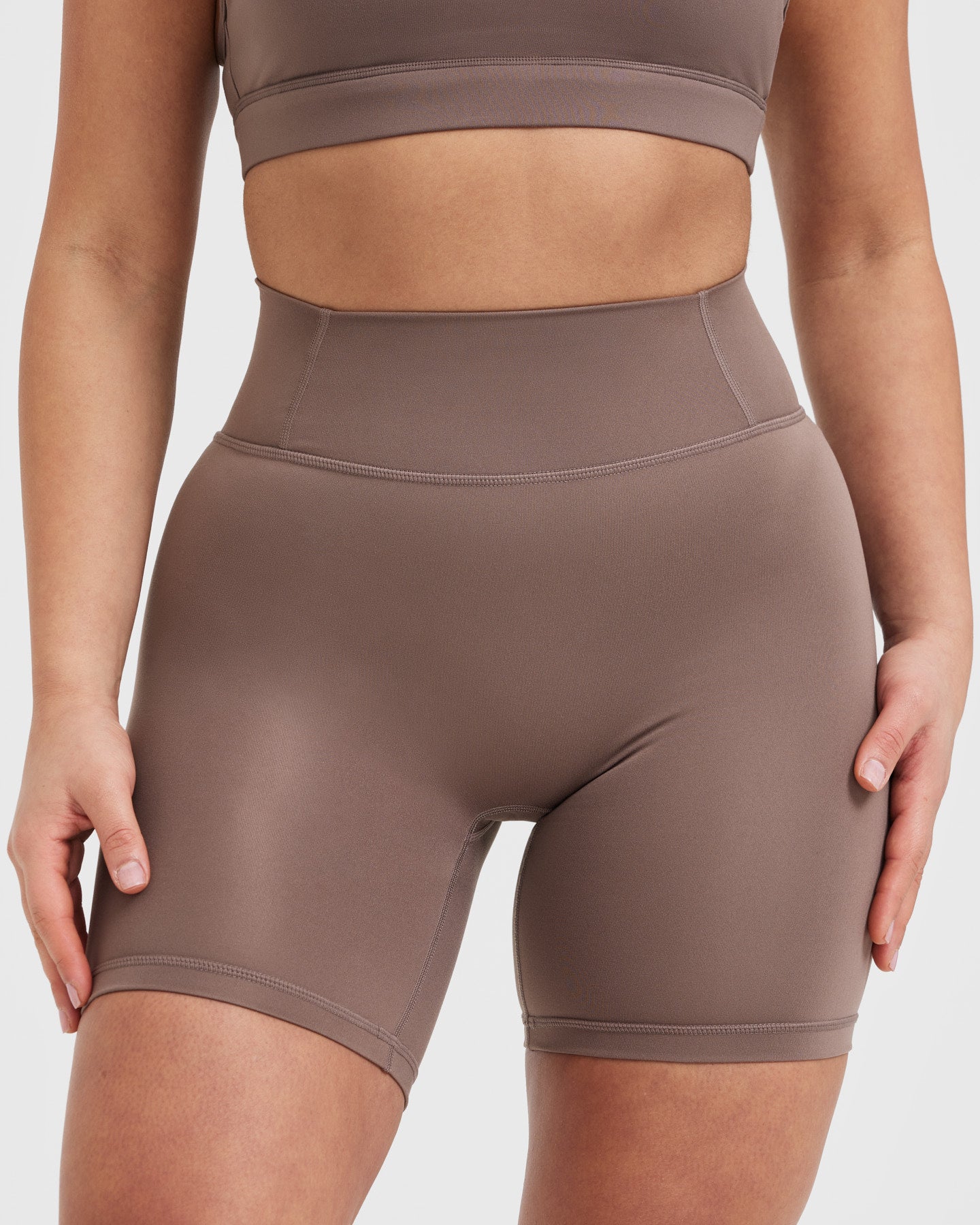 Timeless High Waisted Shorts for Women - Cool Brown | Comfortable Stretch Denim Shorts | Perfect for Summer, Beach, and Casual Outings