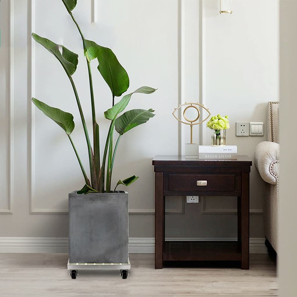Heavy Duty Rolling Plant Caddy - Square Flower Pot Stand with 4 Lockable Wheels, 330Lbs Capacity Plant Dolly for Indoor Outdoor Use - Perfect for Moving Large Potted Plants, Herbs & Garden Decor (Red, 20cm/7.87inch)