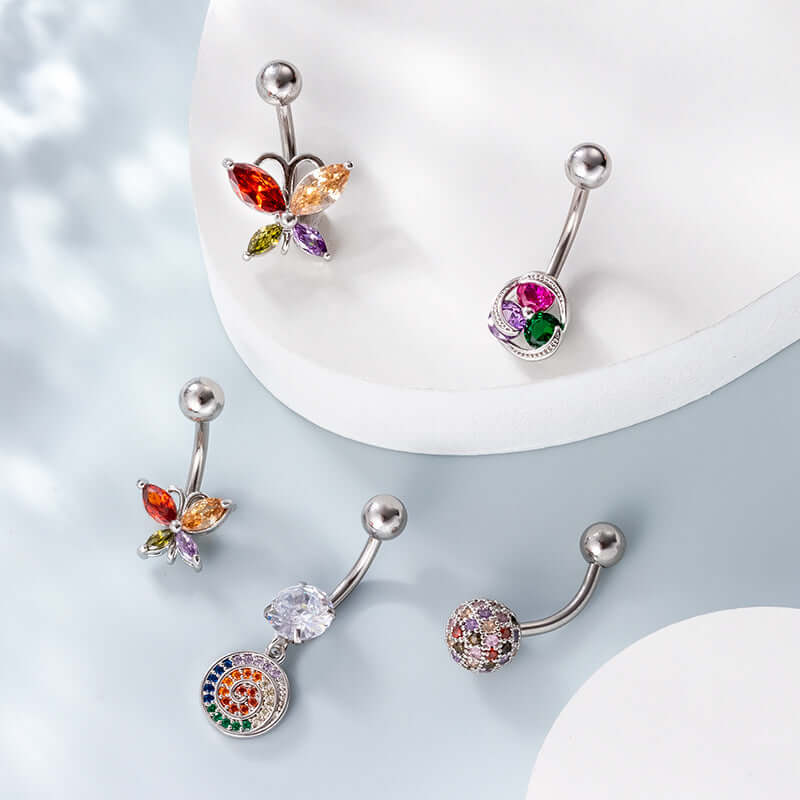 14G Surgical Steel Navel Ring - Sparkling Belly Button Piercing Jewelry for Women | Perfect for Everyday Wear, Parties & Body Piercing Collection | HSPJ748