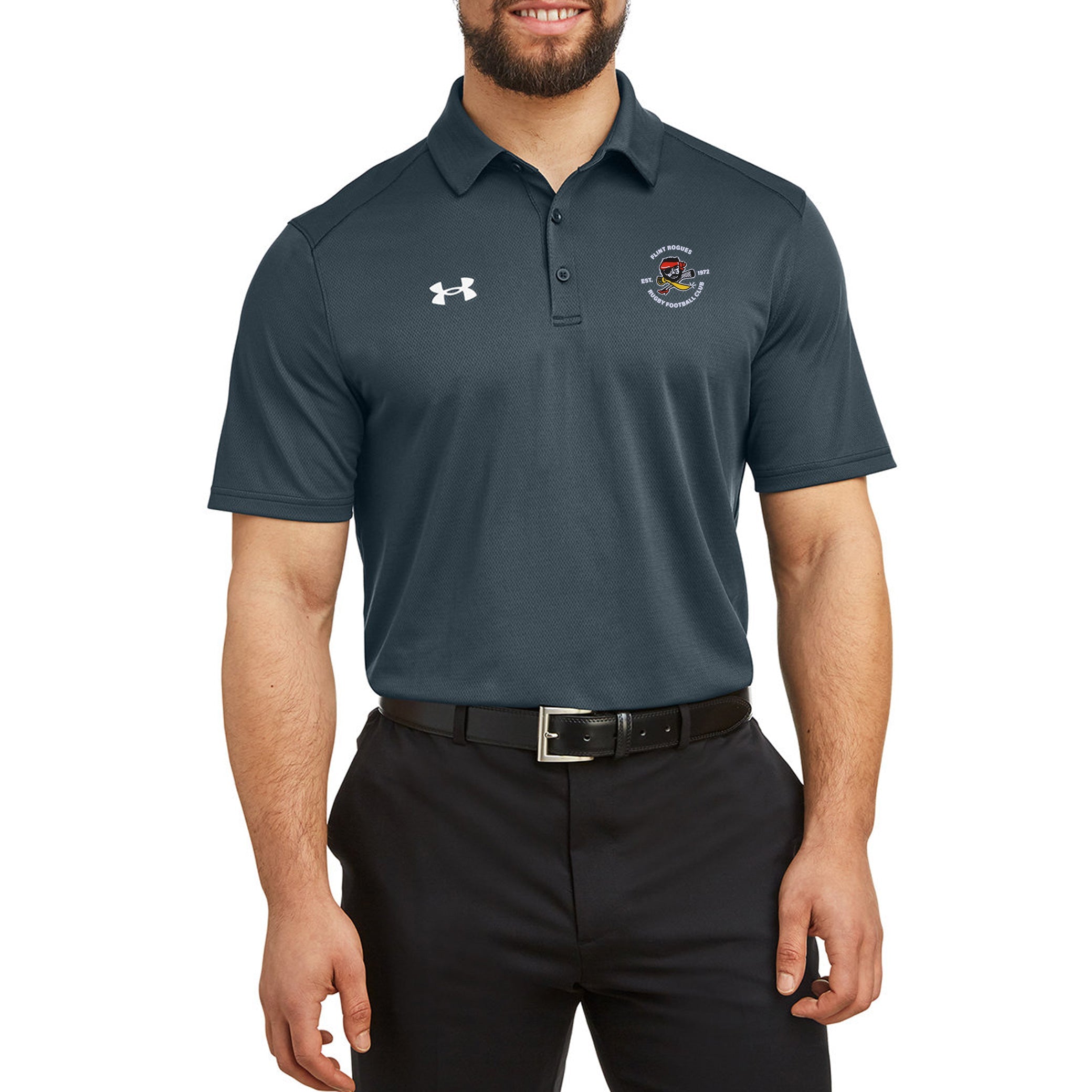 Flint Rogues RFC UA Team Tech Polo - Moisture-Wicking Performance Shirt for Rugby & Training - Men's Athletic Polo for Sports & Casual Wear