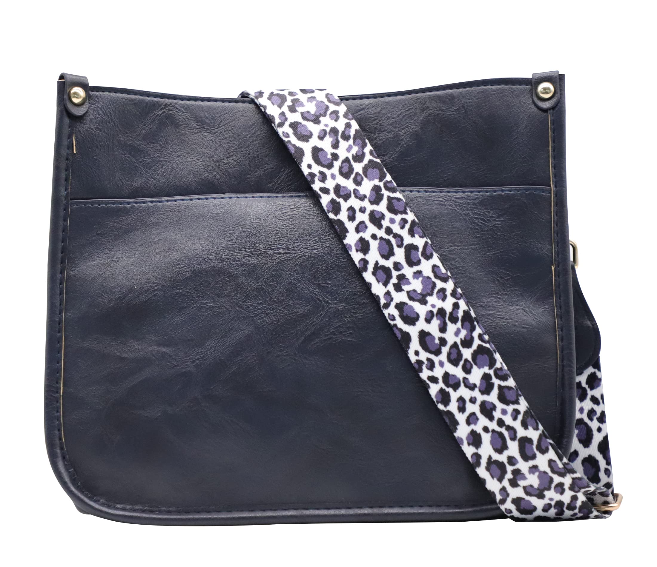 Vegan Leather Crossbody Bag for Women - Medium Size Purse with Adjustable Leopard Print Guitar Strap | Stylish Everyday Handbag for Work, Travel & Casual Outings