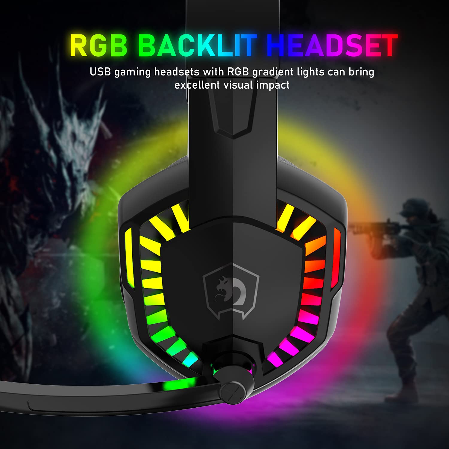 MANBASNAKE Pro Gaming Headset with Noise Cancelling Mic - Wired Over-Ear Headphones for PS5, PS4, Xbox One, PC, Mac & Laptop - RGB Lighting, Deep Bass, Memory Foam Earmuffs (Black) - Perfect for FPS, Battle Royale & Streaming Games