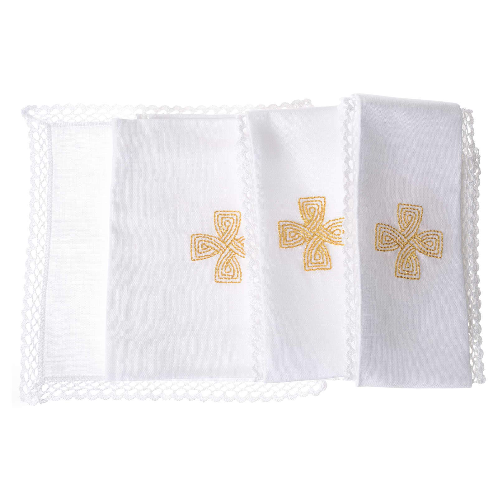 Premium 100% Linen Mass Linens with Golden Cross Embroidery - Church Altar Cloths, Liturgical Decor, and Religious Ceremony Supplies