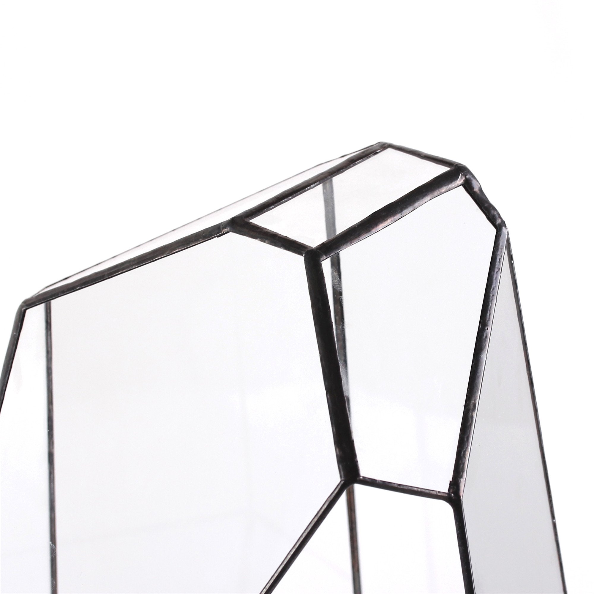NCYP 16-Inch Large Geometric Glass Terrarium - Handmade Open Irregular Terrarium Pot for Air Plants & Succulents | Home Garden Decor, Tabletop Planter | Perfect for Living Room, Office & Wedding Centerpieces (No Plants/Door Included)