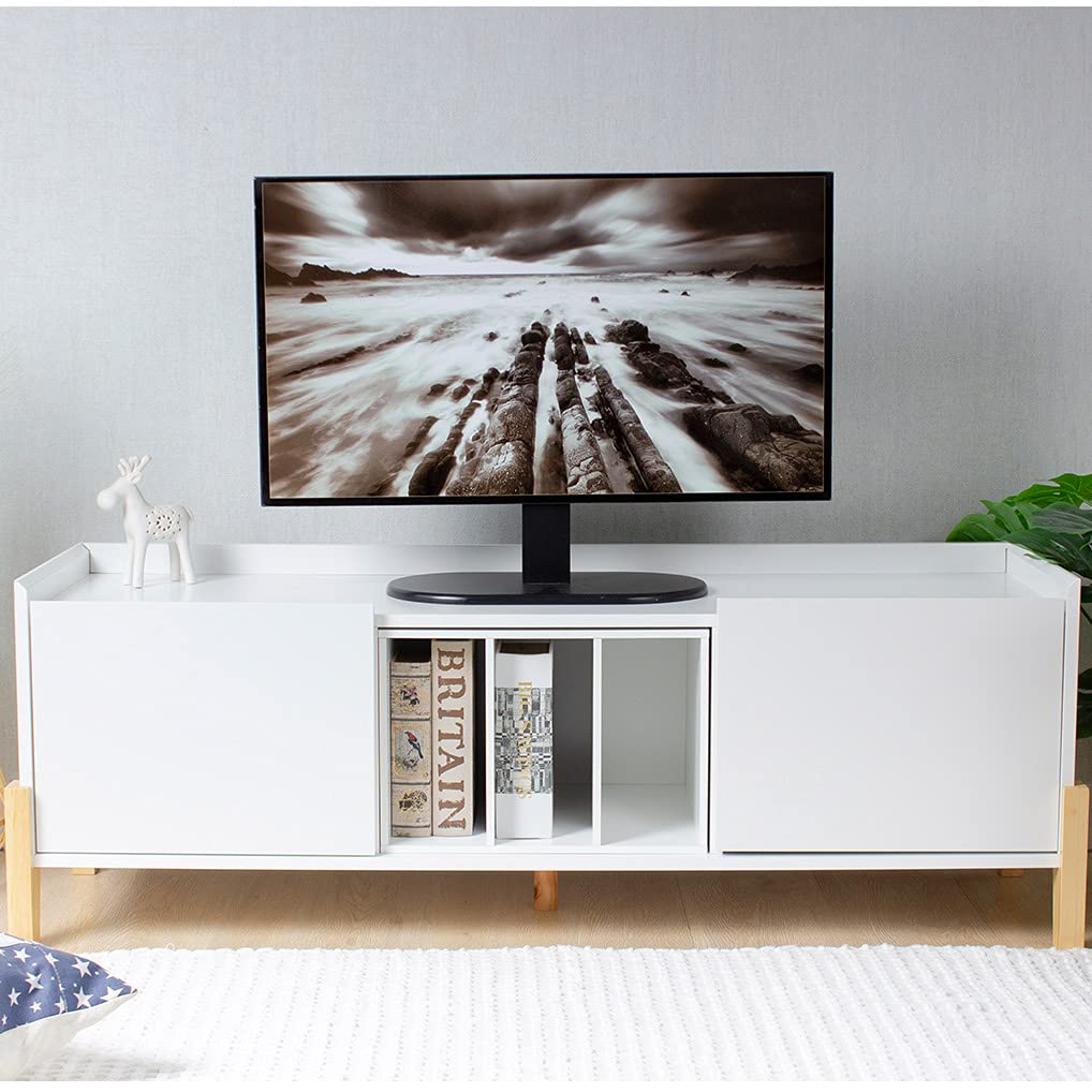 Modern White TV Stand for 55 Inch TV with 2 Doors & Storage - Entertainment Center for Living Room & Bedroom - Perfect for Home Theater Setup & Small Space Organization