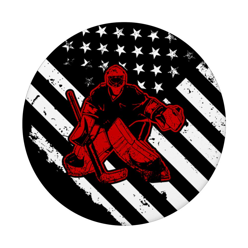 USA Flag Hockey Goalie PopSockets PopGrip - Swappable Phone & Tablet Grip - Perfect Birthday & Christmas Gift for Goalie Fans - Great for Hockey Games, Training & Fan Support