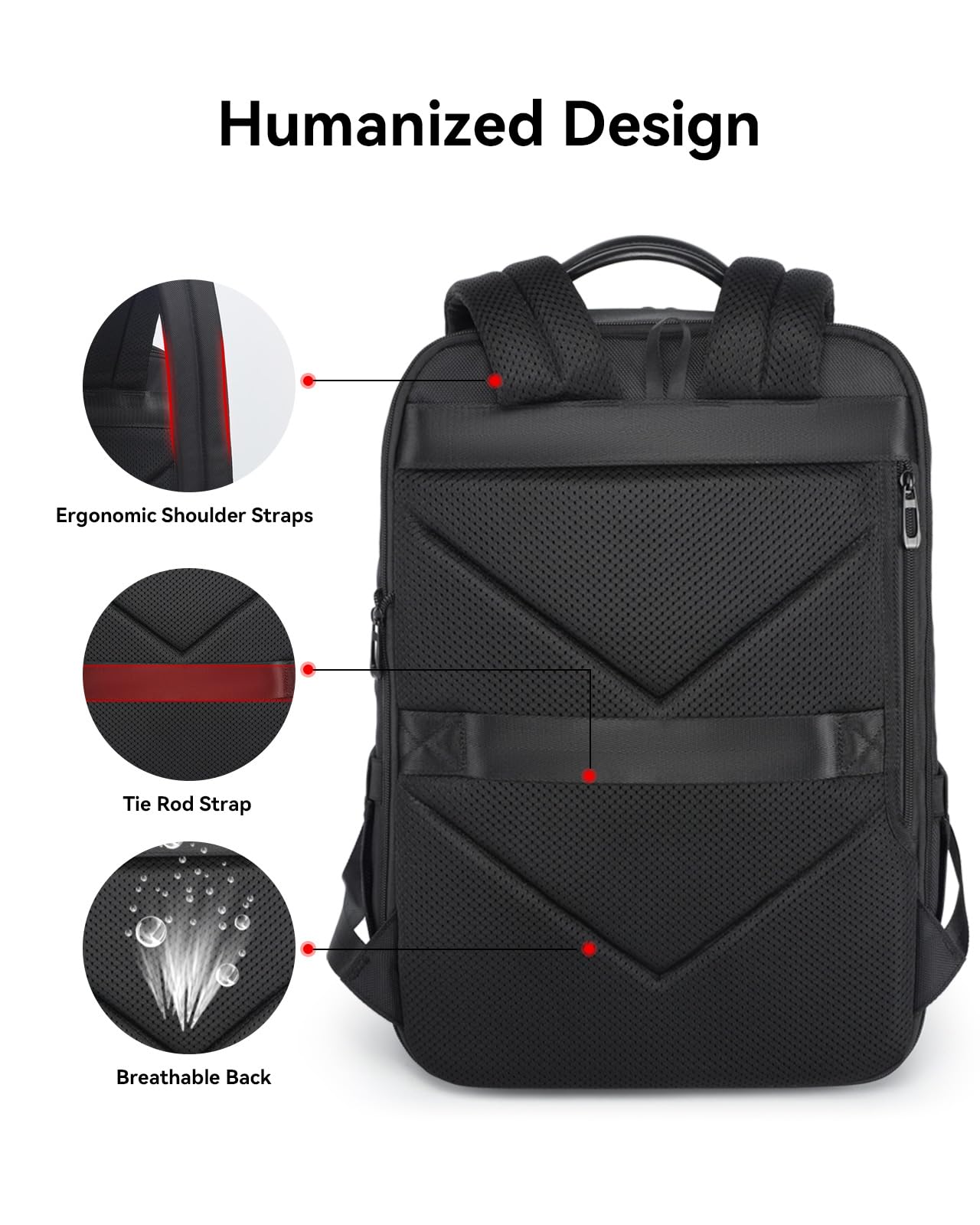 Men's Water Resistant Business Backpack - Durable Travel & Commuter Laptop Backpack with 180° Opening - Black Daypack for Work, Office & College | Perfect for Business Trips, Daily Commute & School