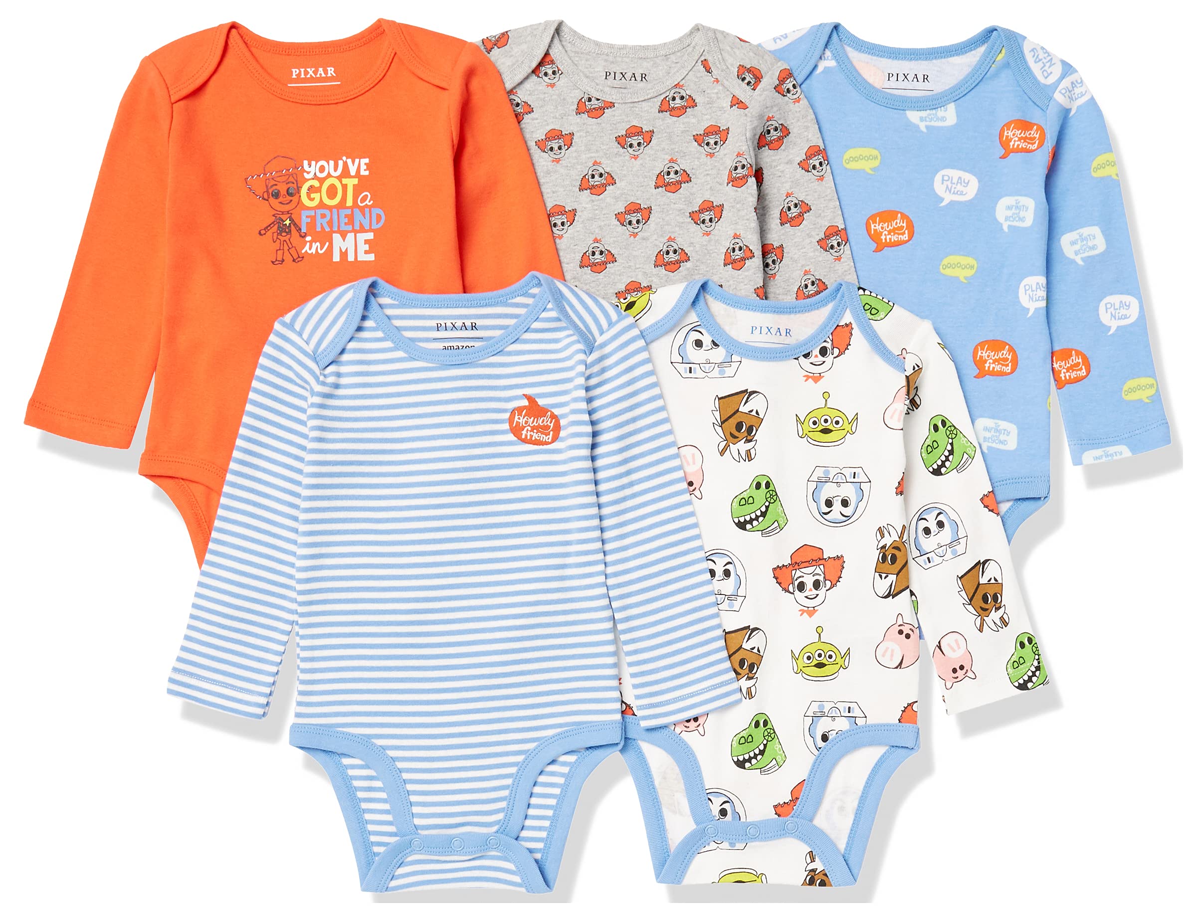 Disney Marvel Star Wars Baby Boys' Long-Sleeve Bodysuits 5-Pack - Soft Cotton Infant Onesies for Playtime, Daycare & Family Outings