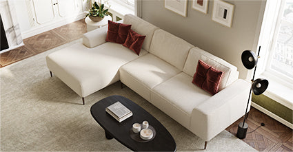 Rue Left Facing Sectional Sofa - Modern L-Shaped Couch with Reversible Chaise for Living Room, Family Room & Apartment | Comfortable Fabric Upholstery, Sturdy Frame | Perfect for Small Spaces & Home Theater Setup