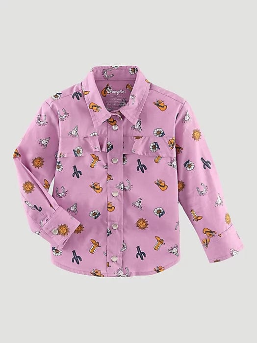 Girl's Wrangler Toddler Purple Snap Shirt - Comfortable & Stylish Button-Up Top for Baby Girls - Perfect for Playdates, Parties & Everyday Wear