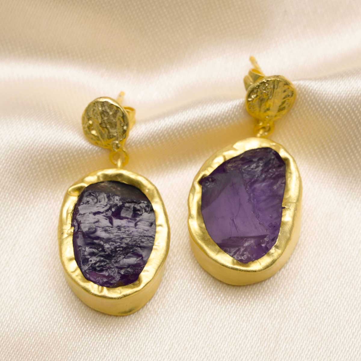 Elegant Gold Amethyst Earrings for Women – Perfect for Parties, Weddings & Everyday Wear | Dainty Purple Gemstone Jewelry Gift