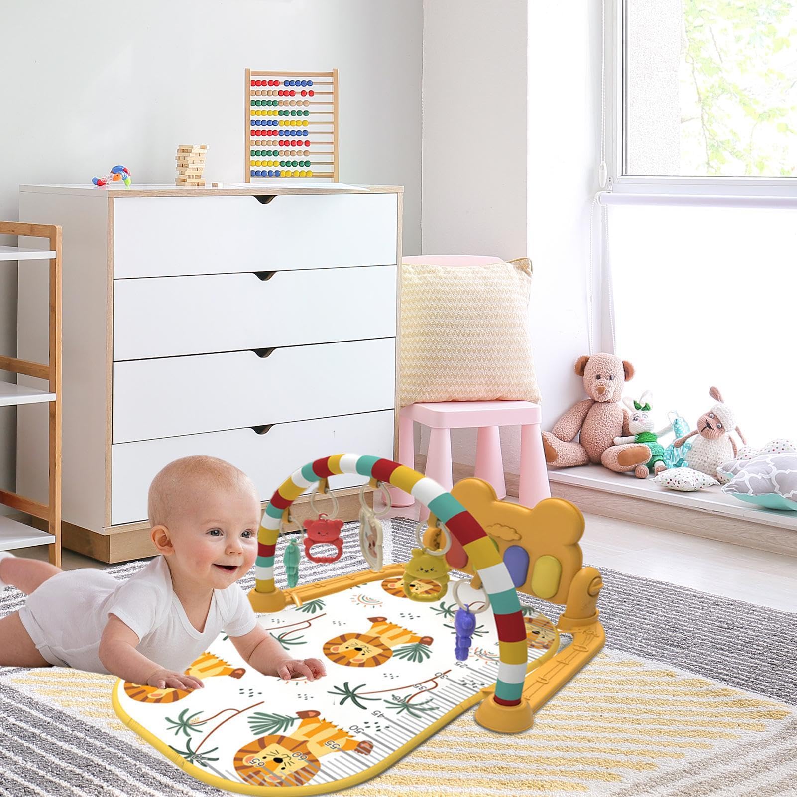 Kids Gym Mat - Cartoon Activity Musical Play Mat for Fitness, Kicking & Leg Strength Exercises | Multifunctional Exercise Mat for Toddlers & Children | Perfect for Playrooms, Daycares & Home Workouts