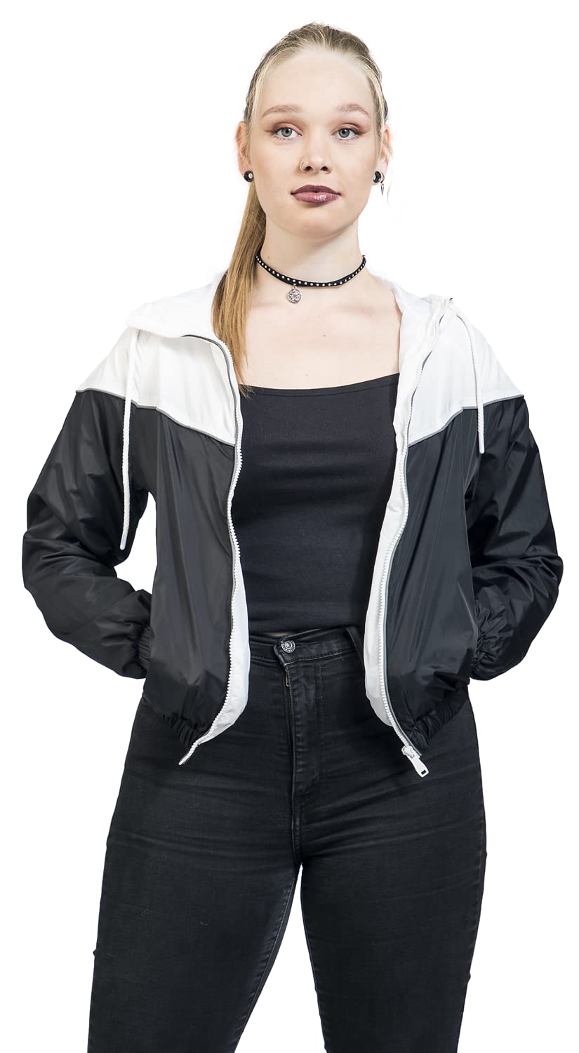 Lonsdale Women's Lightweight Jacket - Skerray Windbreaker for Running & Outdoor Activities - Black/White - Size M - Breathable & Water-Resistant Jacket for Hiking, Travel & Casual Wear
