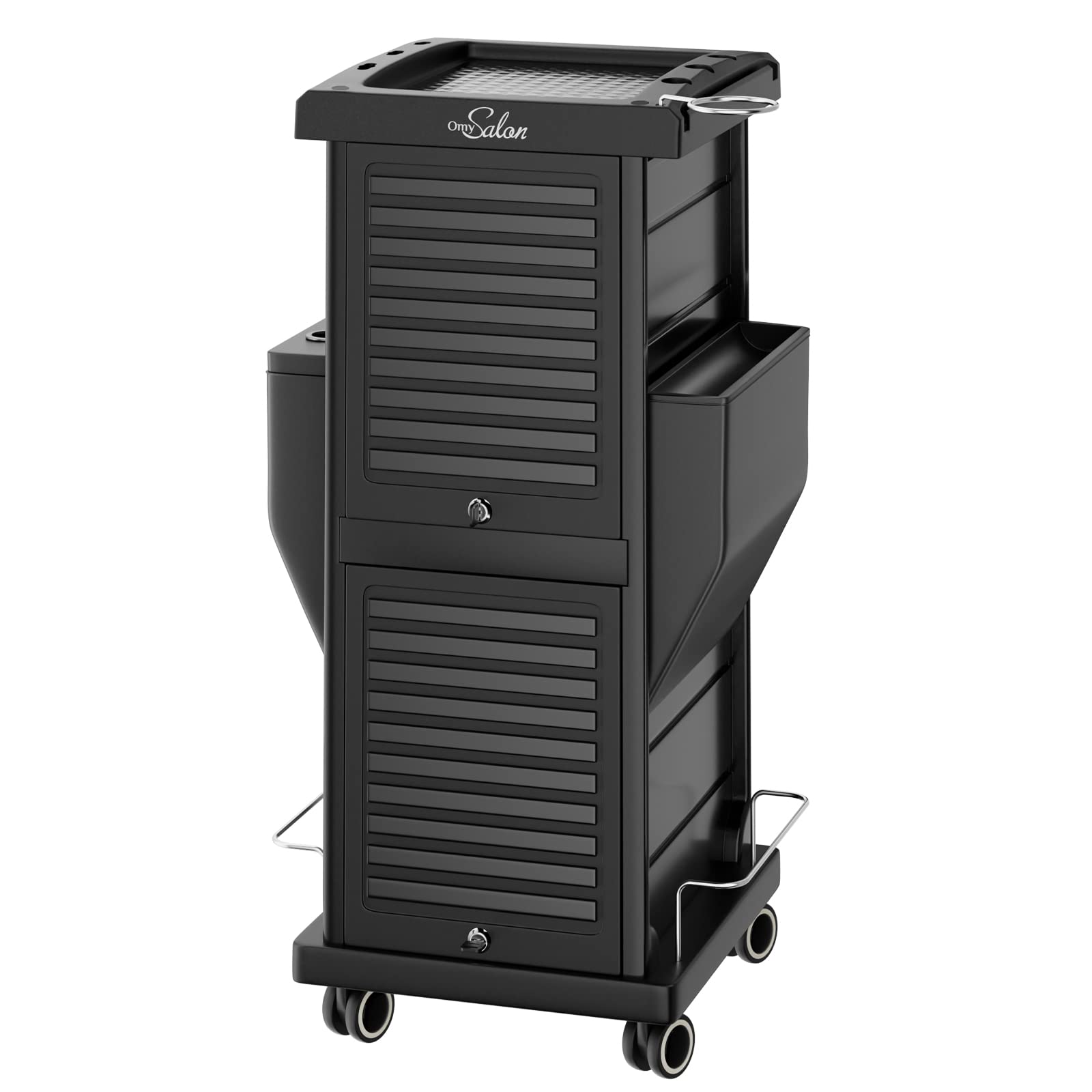 6-Drawer Lockable Salon Trolley with Hot Tools Holder - Mobile Hair Cart Organizer with Wheels for Barber, Hairdresser & Cosmetology - Perfect for Salon Storage, Stylist Workstation & Beauty Tool Organization