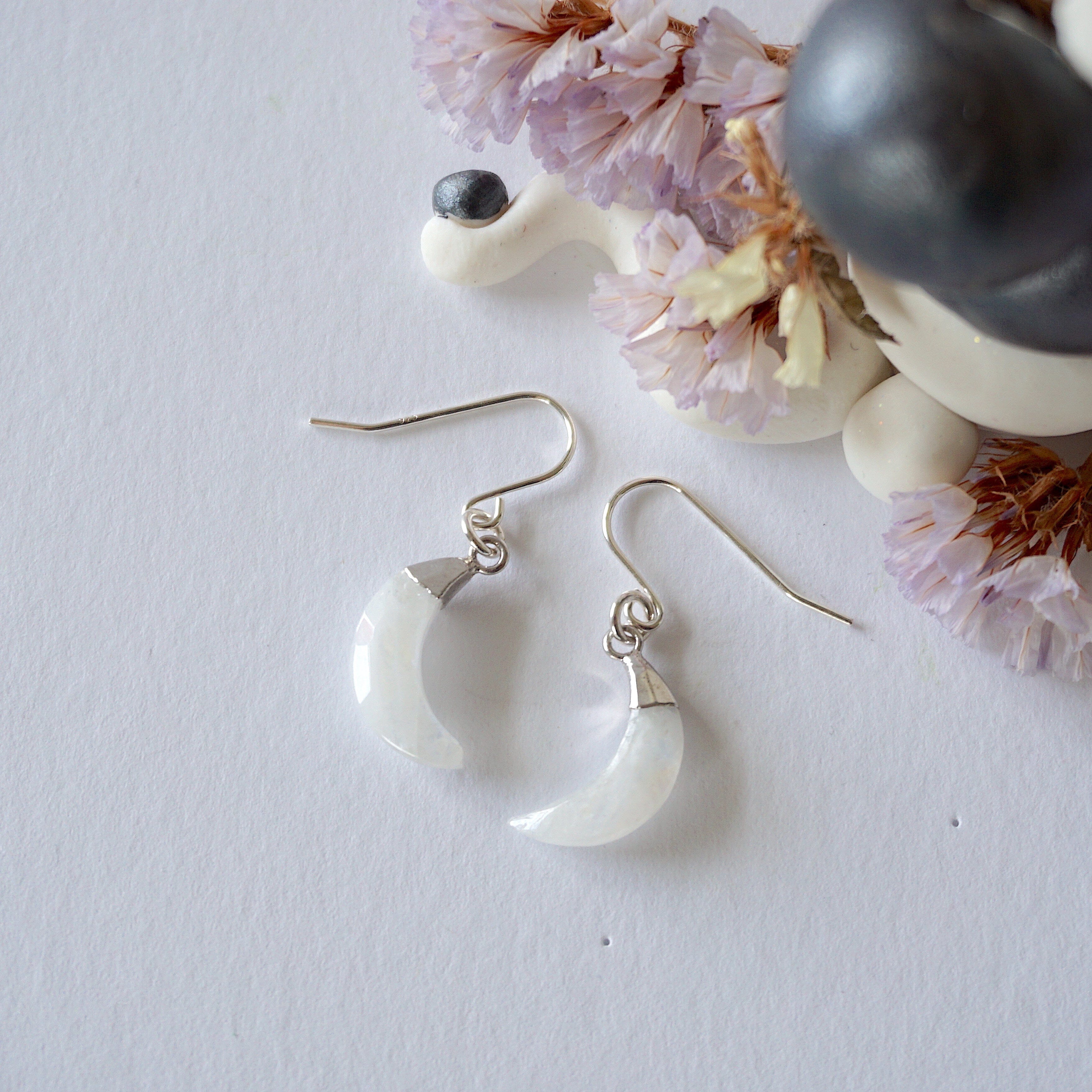 Rainbow Moonstone Drop Earrings - Sterling Silver Dangle Earrings for Women - Elegant Boho Jewelry for Parties, Weddings & Everyday Wear