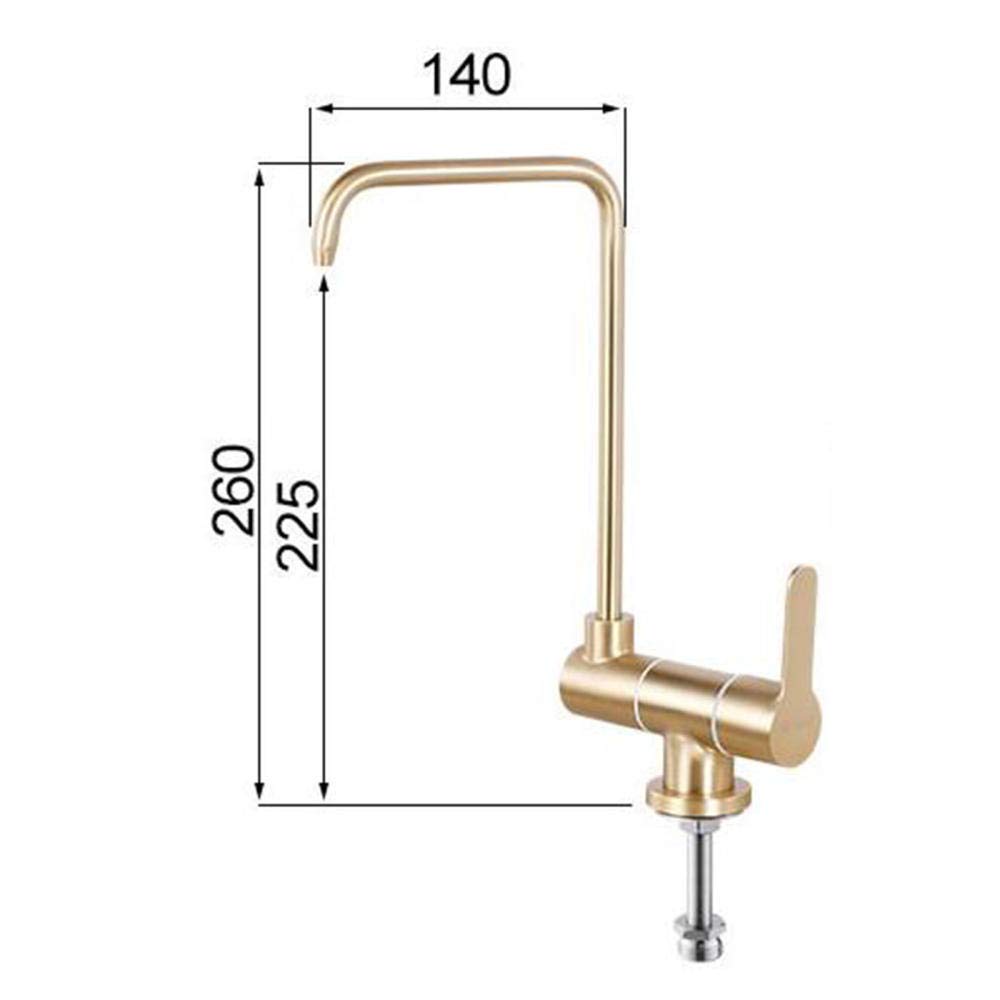 Stainless Steel Kitchen Faucet with Water Filter - Brushed Gold Drinking Water Tap for Direct Purification | Perfect for Home Kitchen Sink, RV, and Office Water Dispenser