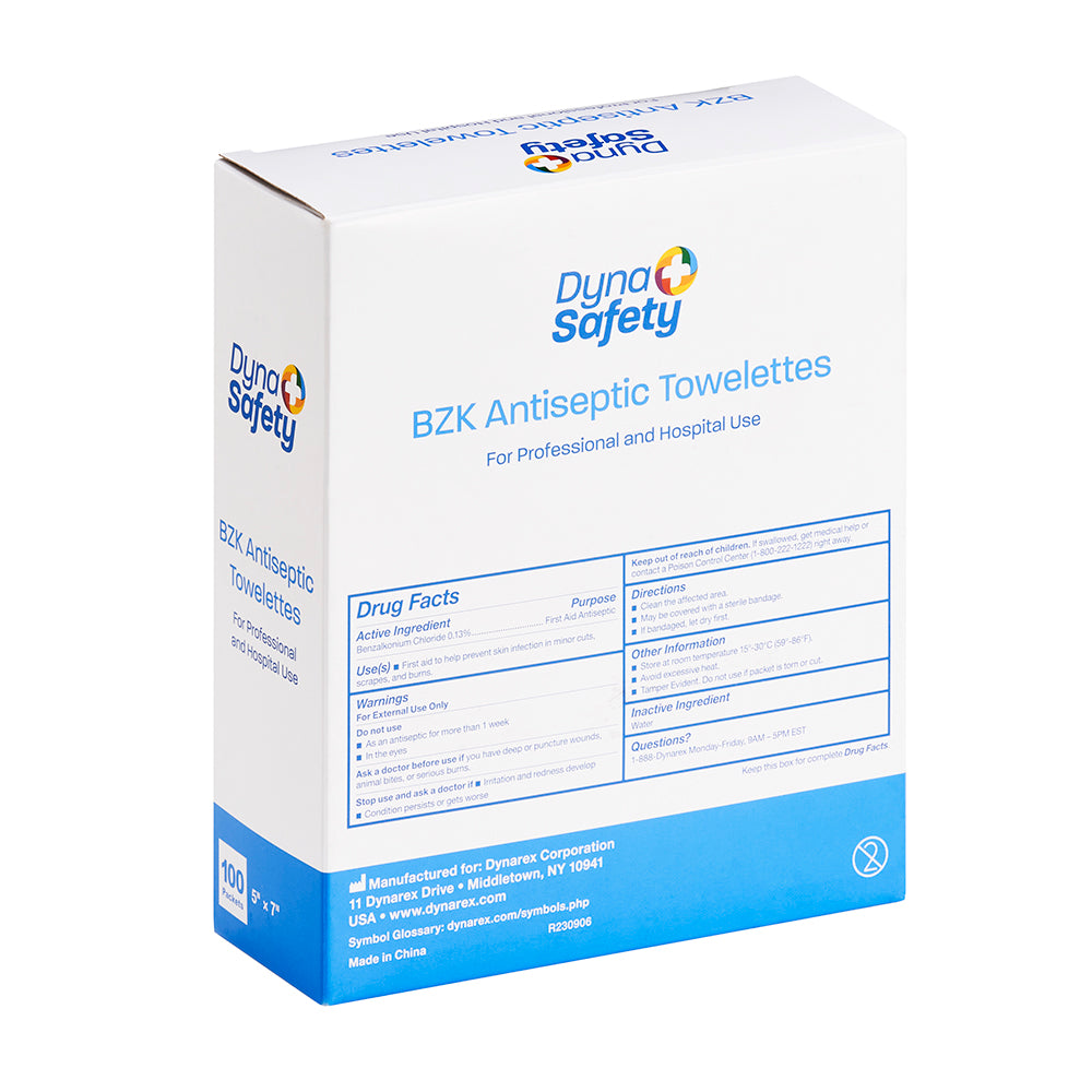 Benzalkonium Chloride Antiseptic Wipes 5x7 Inches - 100 Count Box | First Aid, Wound Care, Sanitizing Hands & Surfaces