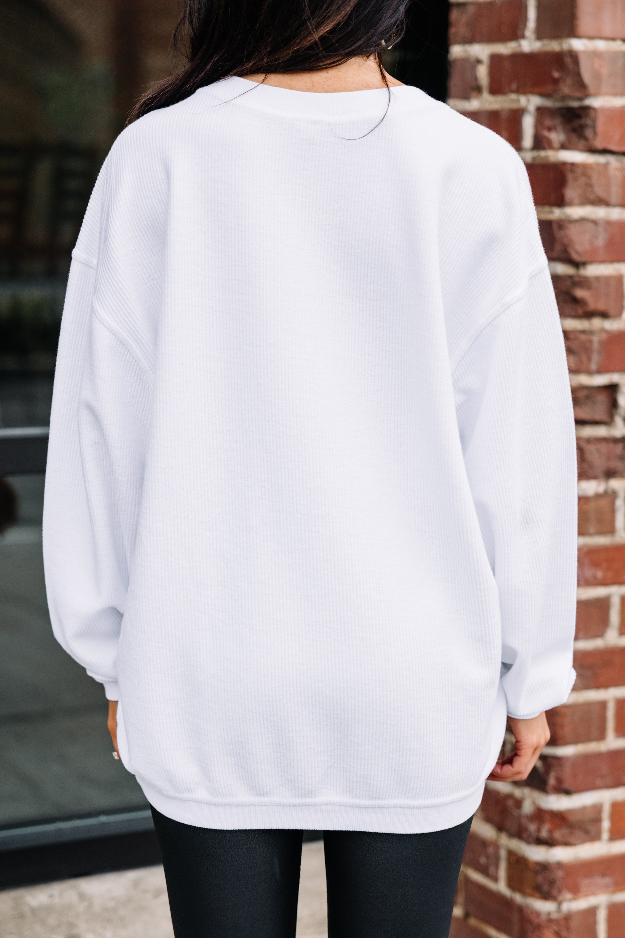 Trendy White Graphic Sweatshirt for Women - Soft Cotton Pullover with Corded Design - Perfect for Casual Outfits, Mom Life & Everyday Comfort