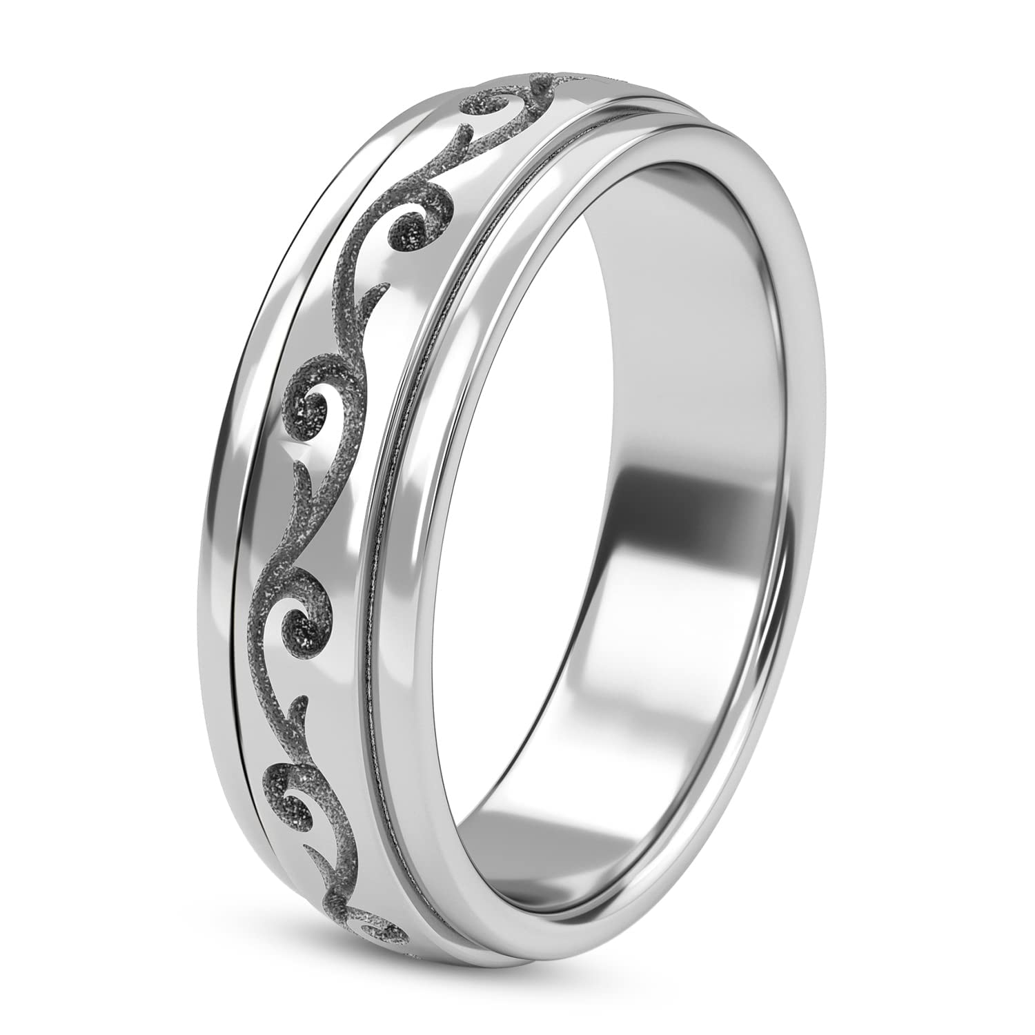 925 Sterling Silver Spinner Ring for Stress Relief - Handmade Boho Tribal Jewelry for Women & Men - Unique Oxidized Meditation Anxiety Reliever - Perfect Gift for Yoga, Mindfulness & Daily Wear