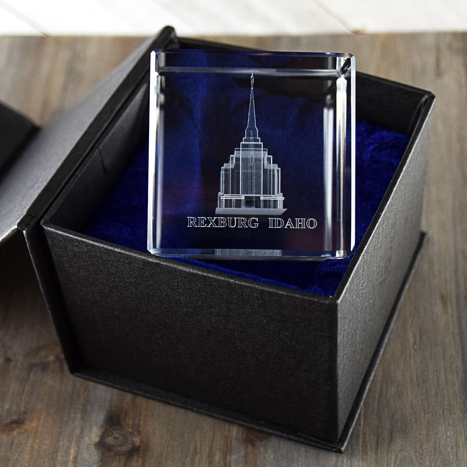 Crystal Cube Desk Decor - LDS Temple Paperweight for Office & Christian Home Decor | Rexburg Idaho Gift